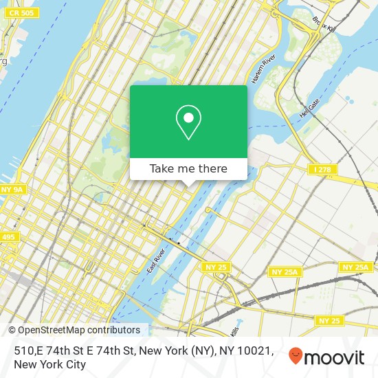 510,E 74th St E 74th St, New York (NY), NY 10021 map