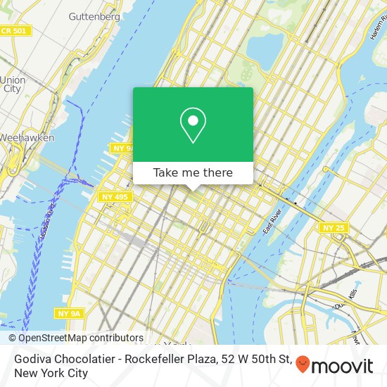 Mapa de Godiva Chocolatier - Rockefeller Plaza, 52 W 50th St
