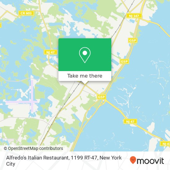Mapa de Alfredo's Italian Restaurant, 1199 RT-47