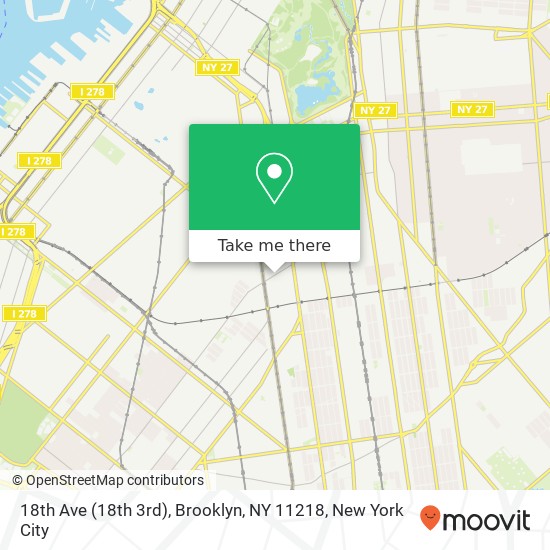Mapa de 18th Ave (18th 3rd), Brooklyn, NY 11218