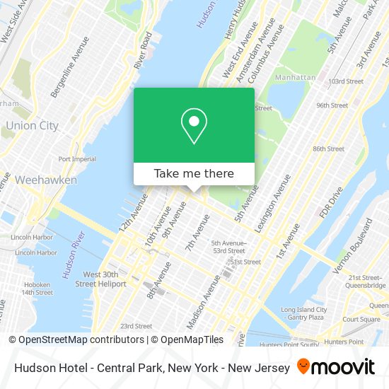 Mapa de Hudson Hotel - Central Park