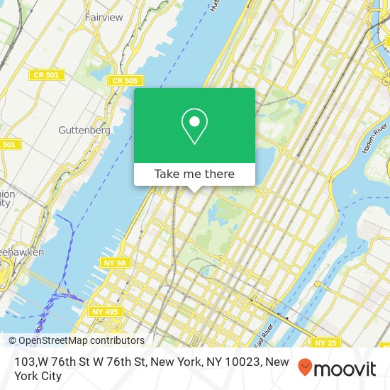 Mapa de 103,W 76th St W 76th St, New York, NY 10023