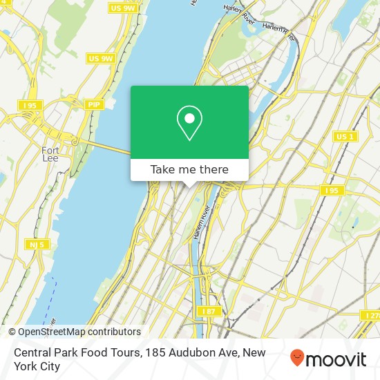 Mapa de Central Park Food Tours, 185 Audubon Ave