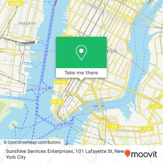 Mapa de Sunshine Services Enterprises, 101 Lafayette St