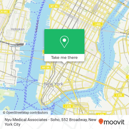 Mapa de Nyu Medical Associates - Soho, 552 Broadway
