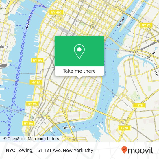 Mapa de NYC Towing, 151 1st Ave