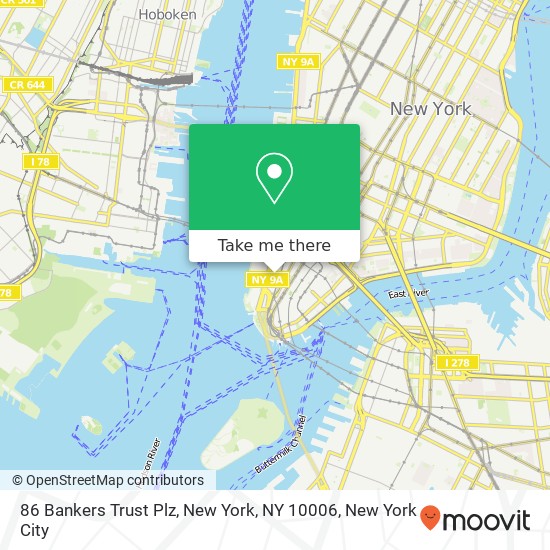 Mapa de 86 Bankers Trust Plz, New York, NY 10006