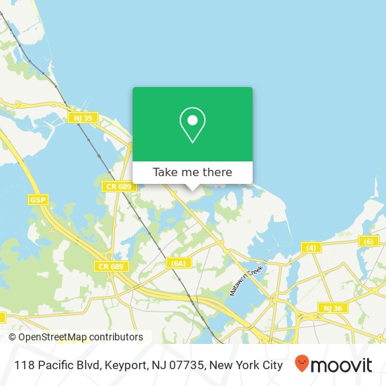 Mapa de 118 Pacific Blvd, Keyport, NJ 07735