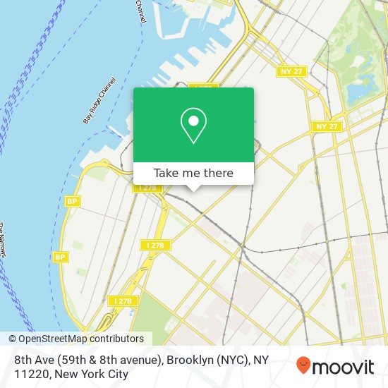 Mapa de 8th Ave (59th & 8th avenue), Brooklyn (NYC), NY 11220