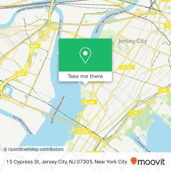 Mapa de 15 Cypress St, Jersey City, NJ 07305