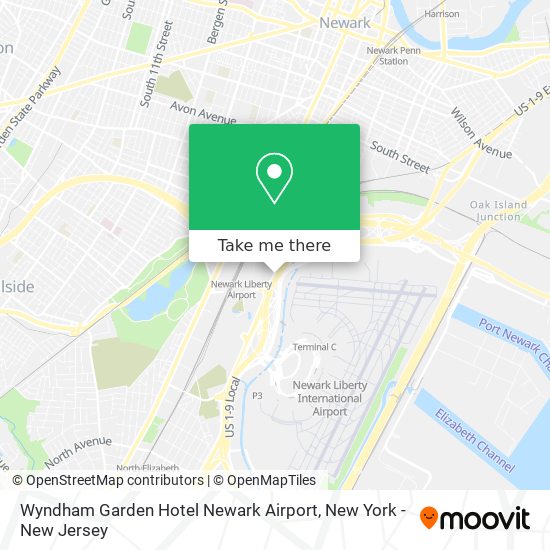 Mapa de Wyndham Garden Hotel Newark Airport