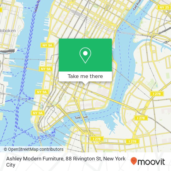 Mapa de Ashley Modern Furniture, 88 Rivington St