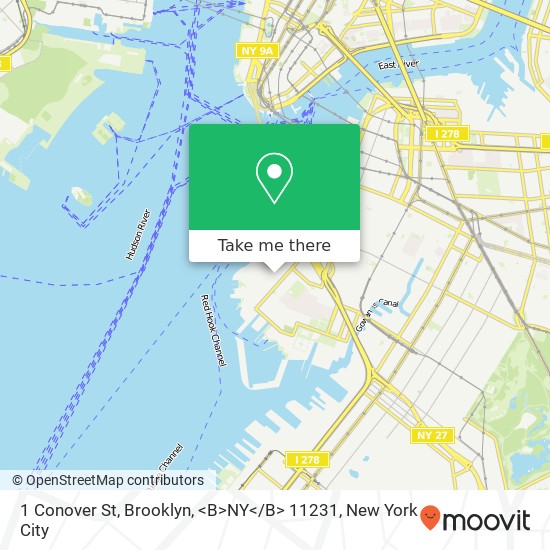 Mapa de 1 Conover St, Brooklyn, <B>NY< / B> 11231