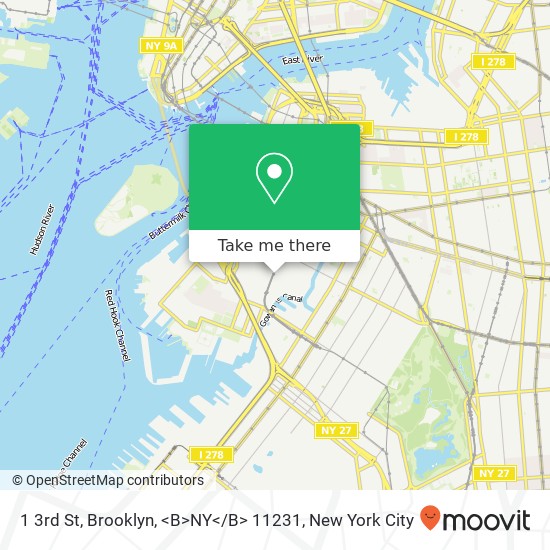 Mapa de 1 3rd St, Brooklyn, <B>NY< / B> 11231