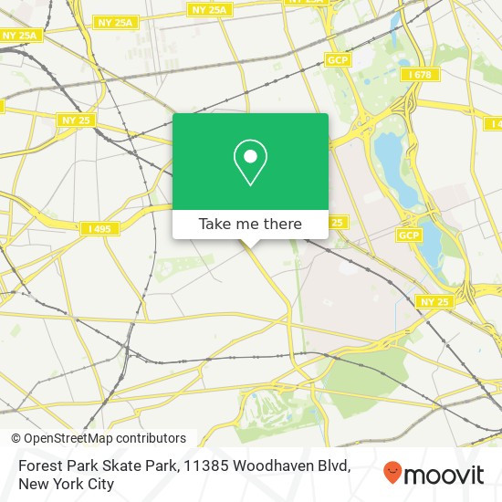 Mapa de Forest Park Skate Park, 11385 Woodhaven Blvd