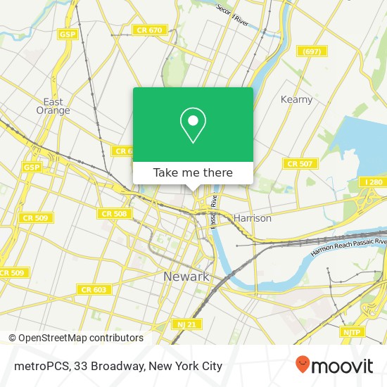 Mapa de metroPCS, 33 Broadway