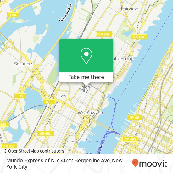 Mundo Express of N Y, 4622 Bergenline Ave map