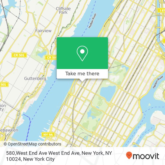 Mapa de 580,West End Ave West End Ave, New York, NY 10024