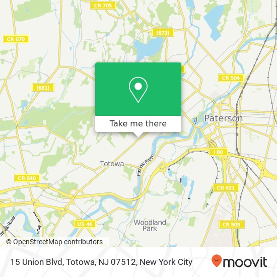 Mapa de 15 Union Blvd, Totowa, NJ 07512