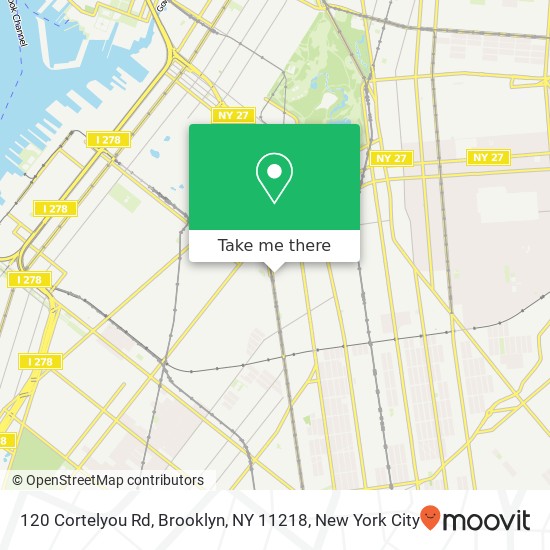 Mapa de 120 Cortelyou Rd, Brooklyn, NY 11218