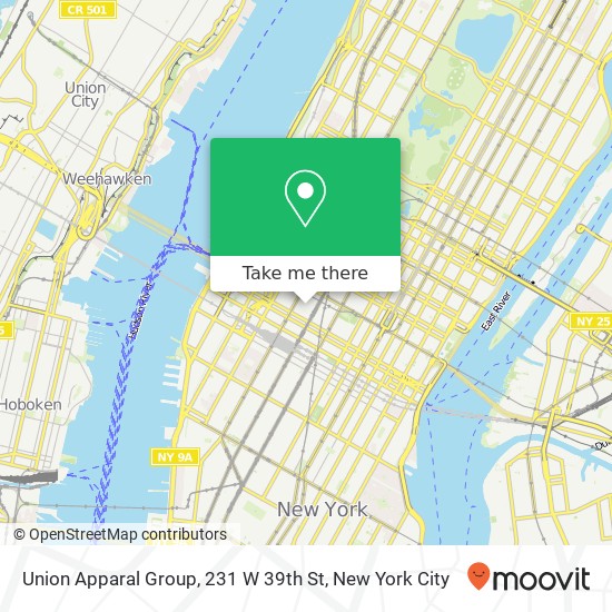 Mapa de Union Apparal Group, 231 W 39th St