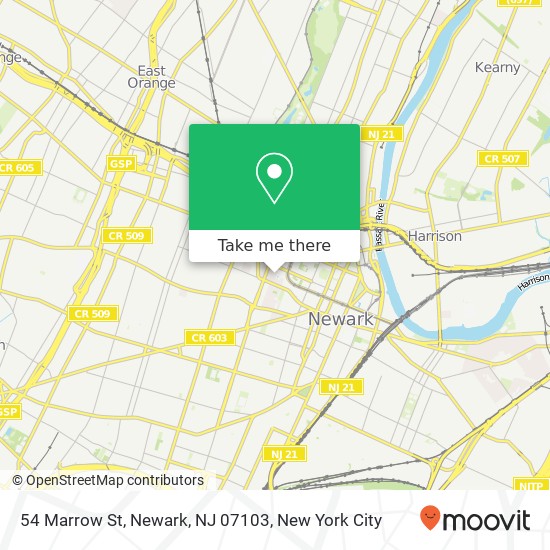 Mapa de 54 Marrow St, Newark, NJ 07103