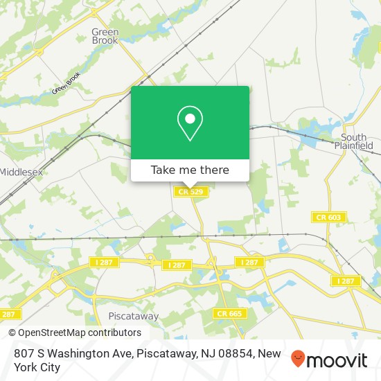 Mapa de 807 S Washington Ave, Piscataway, NJ 08854