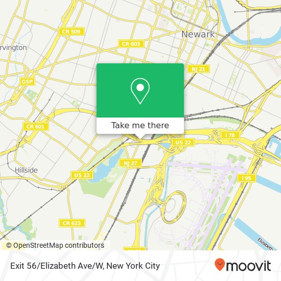 Exit 56/Elizabeth Ave/W map