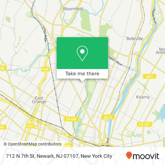 Mapa de 712 N 7th St, Newark, NJ 07107