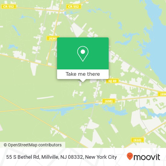 Mapa de 55 S Bethel Rd, Millville, NJ 08332