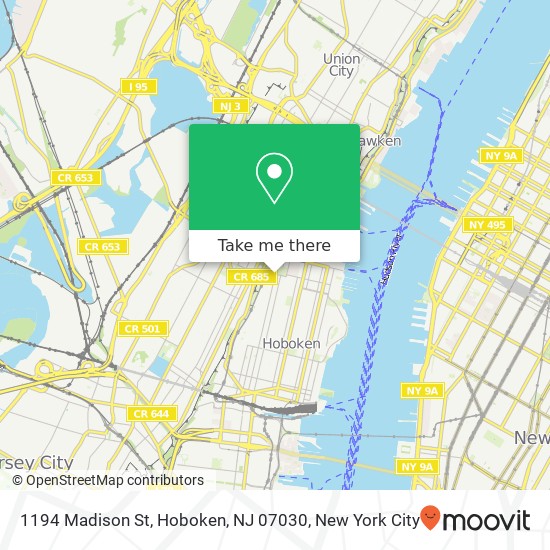 Mapa de 1194 Madison St, Hoboken, NJ 07030