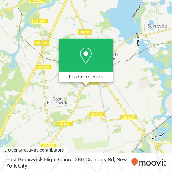 Mapa de East Brunswick High School, 380 Cranbury Rd