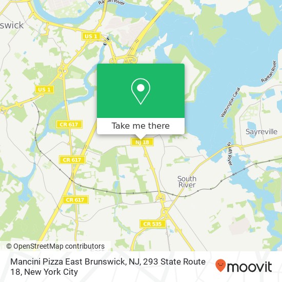 Mapa de Mancini Pizza East Brunswick, NJ, 293 State Route 18