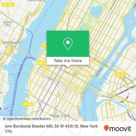 Mapa de Ann Bordwine Beeder MD, 56 W 45th St
