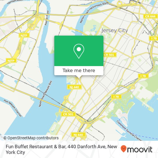 Mapa de Fun Buffet Restaurant & Bar, 440 Danforth Ave