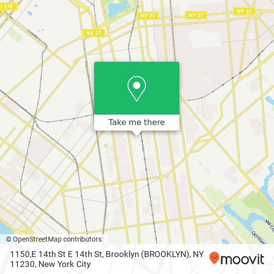 1150,E 14th St E 14th St, Brooklyn (BROOKLYN), NY 11230 map