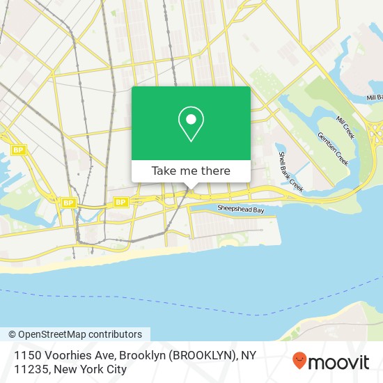 1150 Voorhies Ave, Brooklyn (BROOKLYN), NY 11235 map