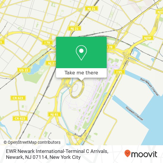 Mapa de EWR Newark International-Terminal C Arrivals, Newark, NJ 07114