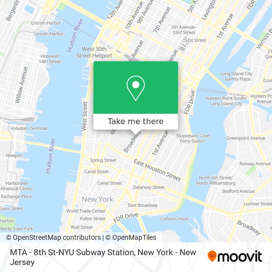 MTA - 8th St-NYU Subway Station map