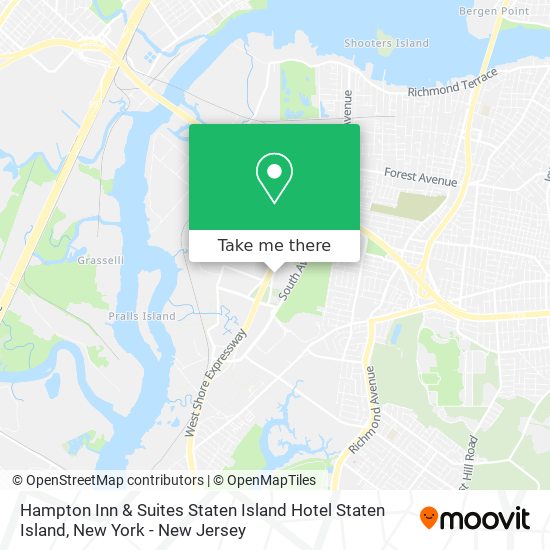 Mapa de Hampton Inn & Suites Staten Island Hotel Staten Island