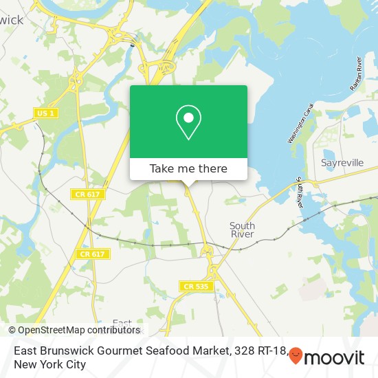 Mapa de East Brunswick Gourmet Seafood Market, 328 RT-18