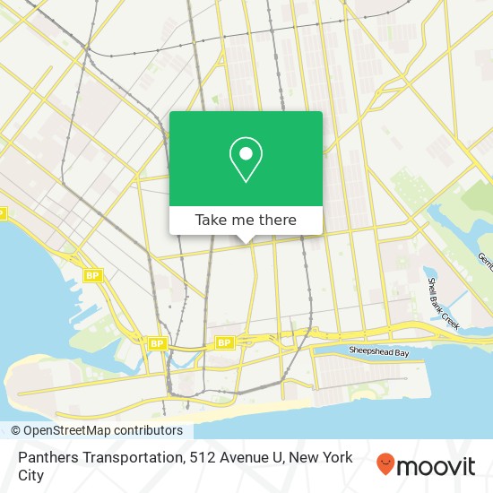 Mapa de Panthers Transportation, 512 Avenue U