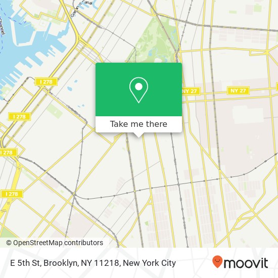 Mapa de E 5th St, Brooklyn, NY 11218