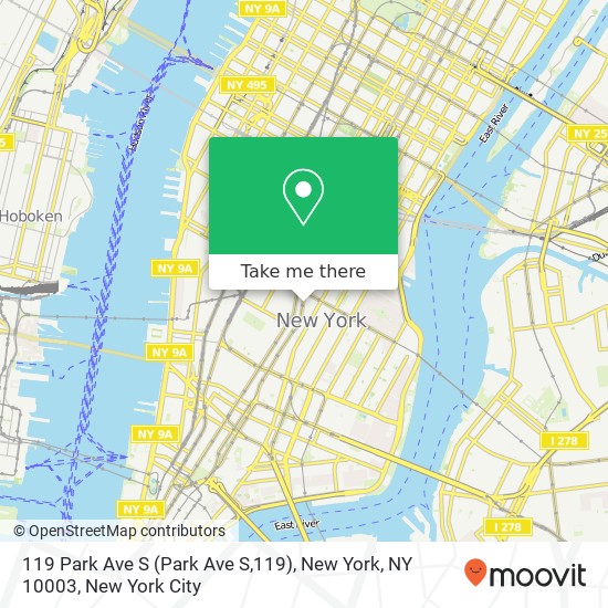Mapa de 119 Park Ave S (Park Ave S,119), New York, NY 10003