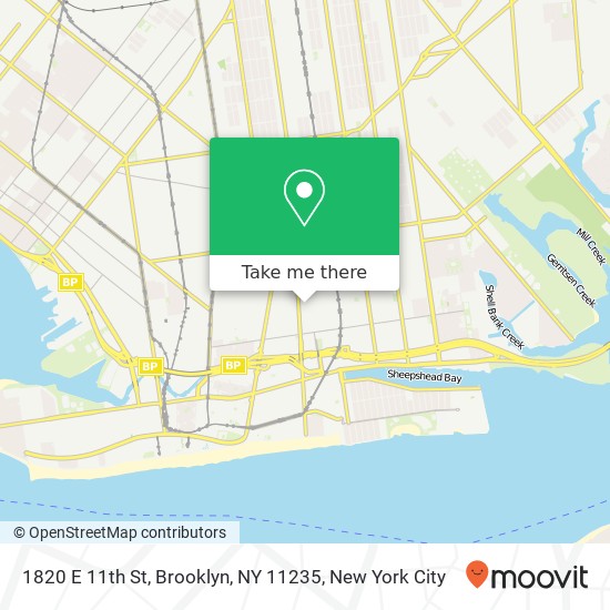 Mapa de 1820 E 11th St, Brooklyn, NY 11235