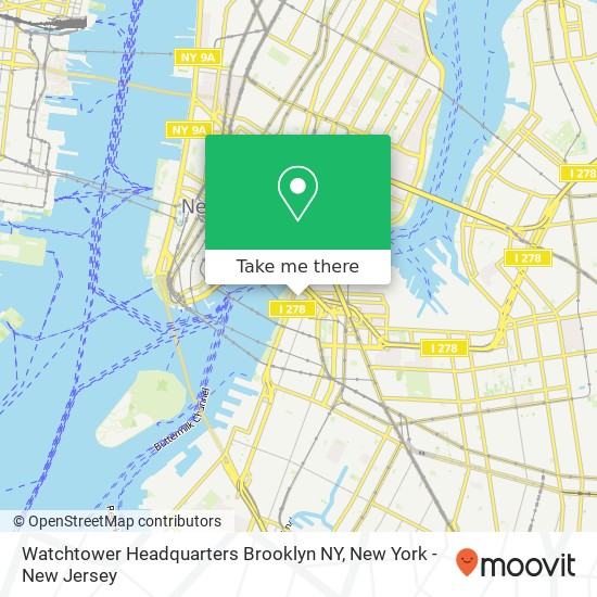 Watchtower Headquarters Brooklyn NY map