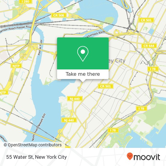 Mapa de 55 Water St, Jersey City, NJ 07304