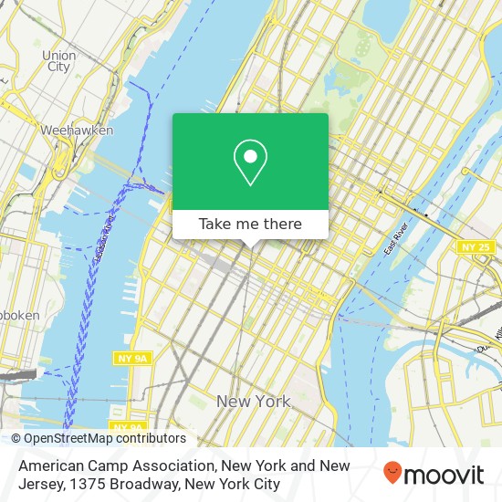 Mapa de American Camp Association, New York and New Jersey, 1375 Broadway