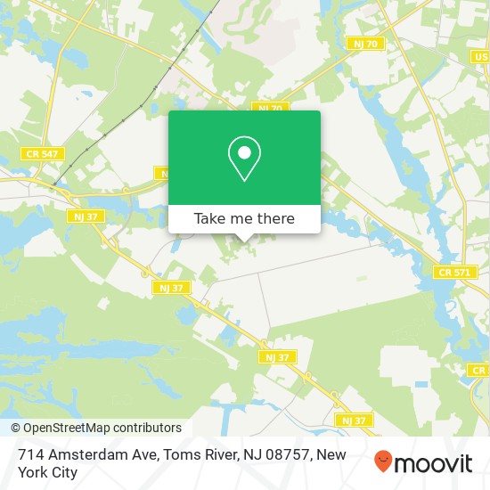 Mapa de 714 Amsterdam Ave, Toms River, NJ 08757