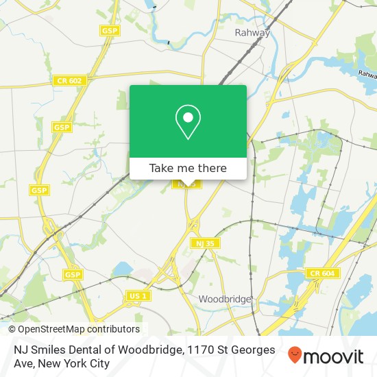 Mapa de NJ Smiles Dental of Woodbridge, 1170 St Georges Ave